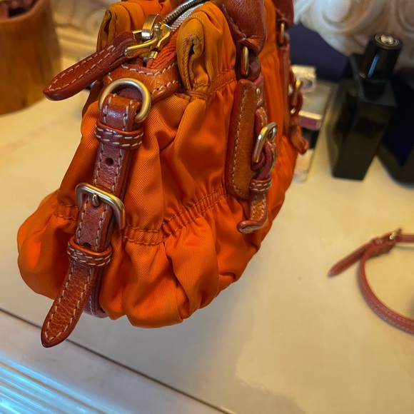 Mini Prada handbag made of orange fabric, - Picture 6 of 13